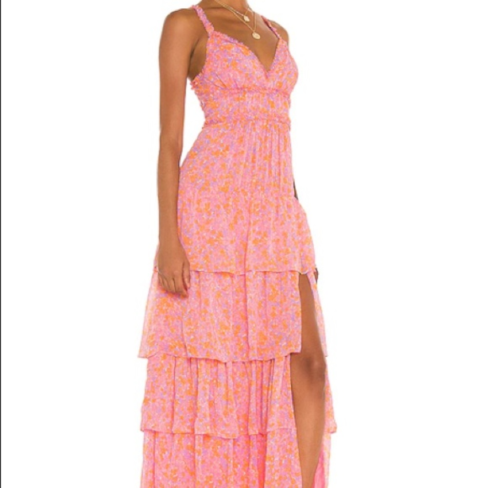 LIKELY brand pink-multi color, maxi-dress